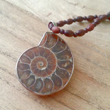 Madagascar,Natural,Druzy,Ammonite,Shell,Gemstone,Pendant,Necklace
