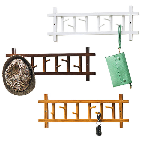 Hooks,Degree,Rotating,Mount,Wooden,Clothes,Towel,Holder