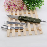 Multifunctional,Stainless,Steel,Tableware,Folding,Spoon,Opener,Blade,Outdoor,Camping,Picnic