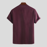 Men's,Solid,Short,Sleeve,Round,Comfortable,Breathable,Blouse,Casual,Camping,Hiking
