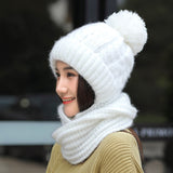 Women,Thicken,Siamese,Beanie,Scarf,Winter,Windproof,Earmuffs