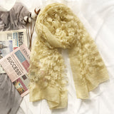 Women,Fleece,Flower,Hallow,Autumn,Winter,Protection,Elegant,Casual,Scarf,Shawl