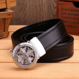 Business,125CM,Genuine,Leather,Embossed,Waist,Alloy,Automatic,Buckle