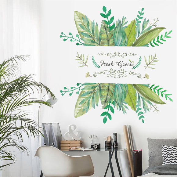 70x50cm,Green,Leaves,Sticker,Mural,Background,Decor,Decal