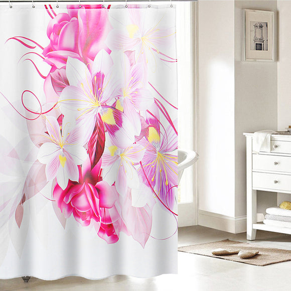 Chirstmas,Flowers,Bathroom,Shower,Curtain,Pedestal,Cover