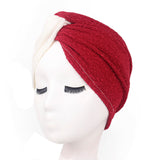 Women,Vintage,Muslim,Polyester,Crossed,Chemical,Turban,Casual,Stripe,Beanie