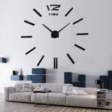 Modern,Clock,Large,Frameless,Clock,Mirror,Stickers,Silent,Living,Office