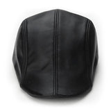 Men's,Black,Sheepskin,Beret,Cabbie,Winter,Forward,Adjustable