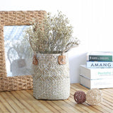 Straw,Woven,Flower,Portable,Plant,Storage,Baskets,Flower,Handmade,Hanging,Basket,Decor