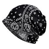 Womens,Winter,Ethnic,Earmuffs,Beanie,Double,Layers,Print,Skullcap