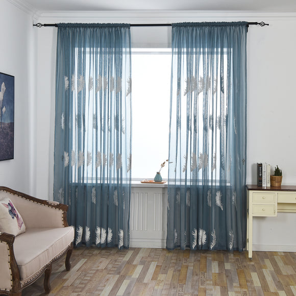 Embroidered,Sheer,Curtains,Living,Feather,Modern,Design,Bedroom,Elegant,Curtains,Voile