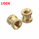 Suleve,M3BN2,100pcs,M3x5x5mm,Metric,Threaded,Brass,Knurl,Round,Insert