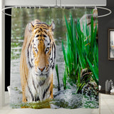 Bathroom,Decor,Shower,Curtain,Tiger,Prints,Polyester