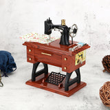 Retro,Vintage,Sewing,Machine,Shaped,Clockwork,Music,Table,Decor