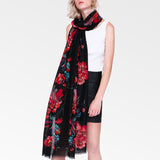 90*180CM,Women,Linen,Summer,Chinese,Floral,Painting,Scarf,Outdoor,Breathable,Flower,Shawl
