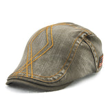 Unisex,Cotton,Washed,Striped,Beret,Duckbill,Buckle,Adjustable,Visor,Cabbie