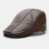 Leather,Solid,Color,Sunscreen,Casual,Forward,Beret