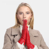 Women,Genuine,Leather,Outdoor,Fashion,Velvet,Gloves,Riding,Cycling