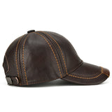 Collrown,Cowhide,Leather,Solid,Baseball,Casual,Sunshade,Sport,Adjustable,Snapback