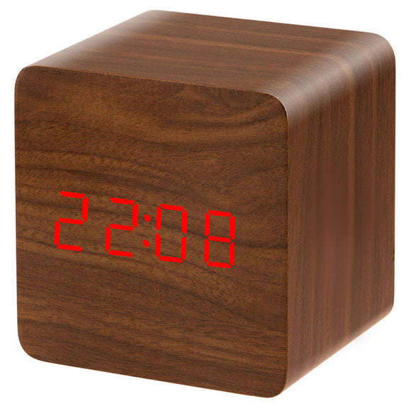 Voice,Activated,Electronic,Display,Wooden,Alarm,Clock,Display,Power,Memory,Function