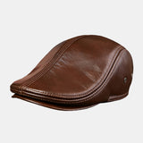 First,Layer,Cowhide,Men's,Leather,Beret,Fashion,Forward,Beret