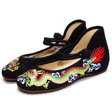 Handmade,Summer,Women,Comfort,Canvas,Slippers,Dragon,Embroidery,Chinese,Beijing,Slide,Shoes,Ladies