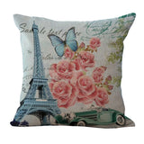 Paris,Eiffel,Tower,Printed,Pillow,Linen,Cushion,Cover