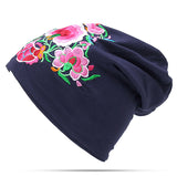 Women,Ethnic,Embroidery,Slouch,Skullcap,Cotton,Breathable,Beanie,Printting,Turban