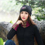 Women,Cotton,Embroidery,Flower,Printing,Ethnic,Style,Beanie,Breathable,Turban