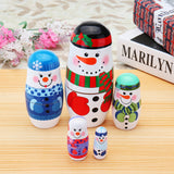 Christmas,Wooden,Russian,Nesting,Dolls,Snowman,Decorations