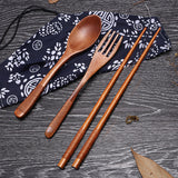 Portble,Wooden,Chopsticks,Spoon,Tableware,Japanese,Style,Storage