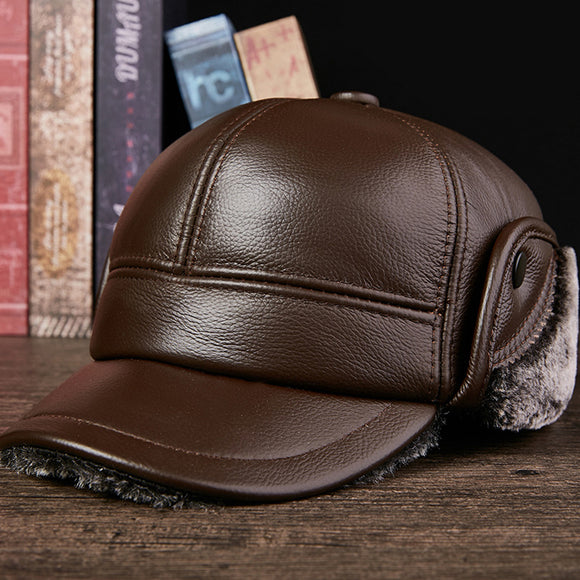 Trapper,Men's,Thick,Outdoor,Earmuffs,Cotton,Leather,Baseball