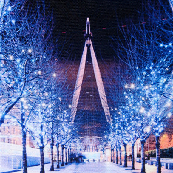 Operated,Christmas,Snowy,Street,Ferris,Wheel,Canvas,Print,Paper