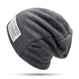 Velvet,Thick,Beanie,Casual,Double,Layers,Letter,Solid,Slouchy,Skullcap