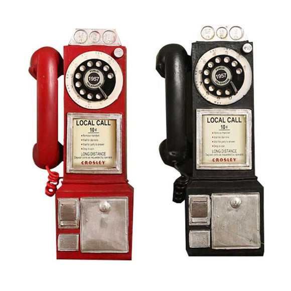 Black,Vintage,Rotary,Telephone,Statue,Model,Phone,Booth,Figurine,Decorations