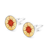 Vintage,Cufflinks,Compass,Round,Glass,Alloy,Collar,Jewelry,Accessories