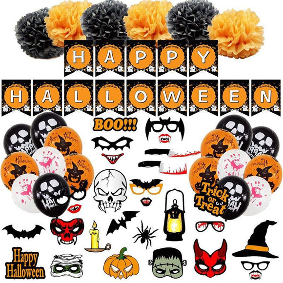 53Pcs,Halloween,Party,Decoration,Balloons,Banners,Photo,Booth,Props,Scary,Selfie,Party,Decoration