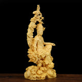 Boxwood,Carving,Handmade,Bodhisatva,Sculpture,Craft,Decorations