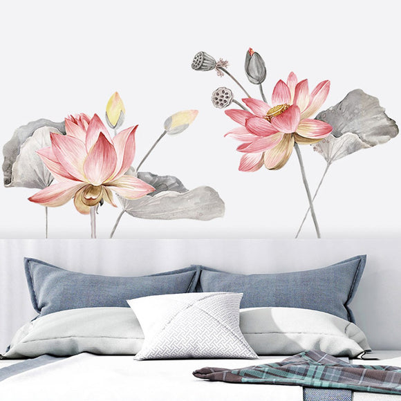 Lotus,Flower,Poster,Vinyl,Sticker,Removable,Decor,Chinese,Style