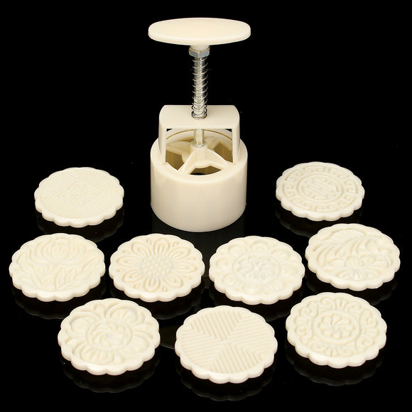 10Pcs,Mooncake,Round,Fower,Stamp,Mould,Homemade,Pastry,Baking