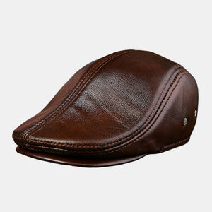 First,Layer,Cowhide,Men's,Leather,Beret,Fashion,Forward,Beret