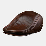 First,Layer,Cowhide,Men's,Leather,Beret,Fashion,Forward,Beret