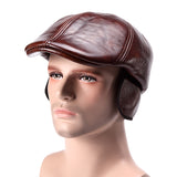 Unisex,Cowhide,Genuine,Leather,Earflap,Muffs,Beret,Protective,Paper,Cabbie
