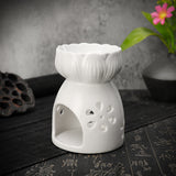 Lotus,Flower,Ceramic,Incense,Burner,Light,Holder,Fragrance,White