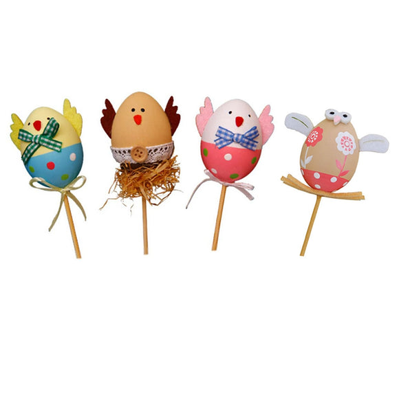 Funny,Chick,Design,Plastic,Coloring,Painted,Easter,Stick,Easter,Decorations