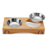 Stainless,Steel,Durable,Double,Bowls,Stand,Feeder,Water