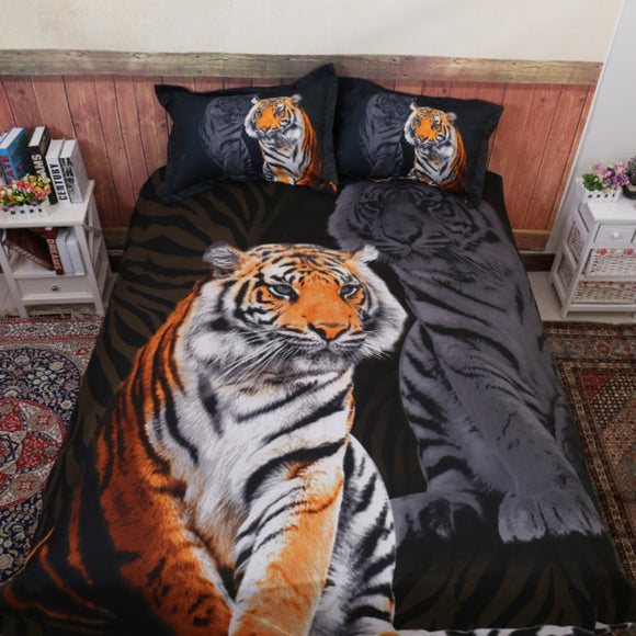 Quilt,Doona,Duvet,Cover,Bedding,Black,Polyester,Tiger