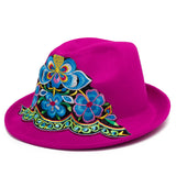 Women,Ethnic,Style,Floral,Embroidered,Outdoor,Protection,Fedora