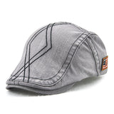 Unisex,Cotton,Washed,Striped,Beret,Duckbill,Buckle,Adjustable,Visor,Cabbie