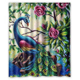 Bathroom,Printed,Polyester,Fabric,Colorful,Peacock,Shower,Curtain,Waterproof,Washable,Curtains,Hooks